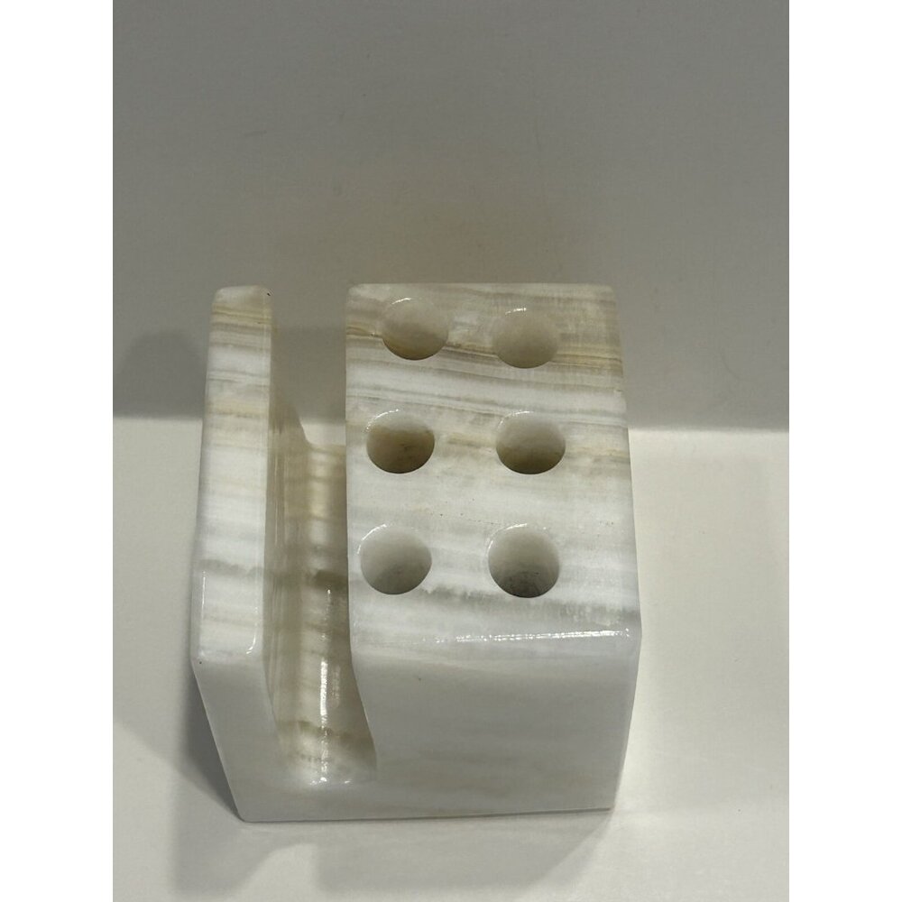 VTG MCM Onyx Cube Desktop Art Pen Organizer Letter Card Makeup Brush Holder - Picture 6 of 12